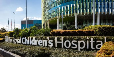 Melbourne, VIC/Australia-Sept 10th 2019: Sign of the Royal Children's Hospital at front of building. It is the major specialist paediatric hospital in Victoria.